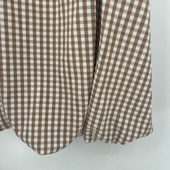 Women's Gingham Balloon Midi Skirt - Beige - Picture 5 of 10